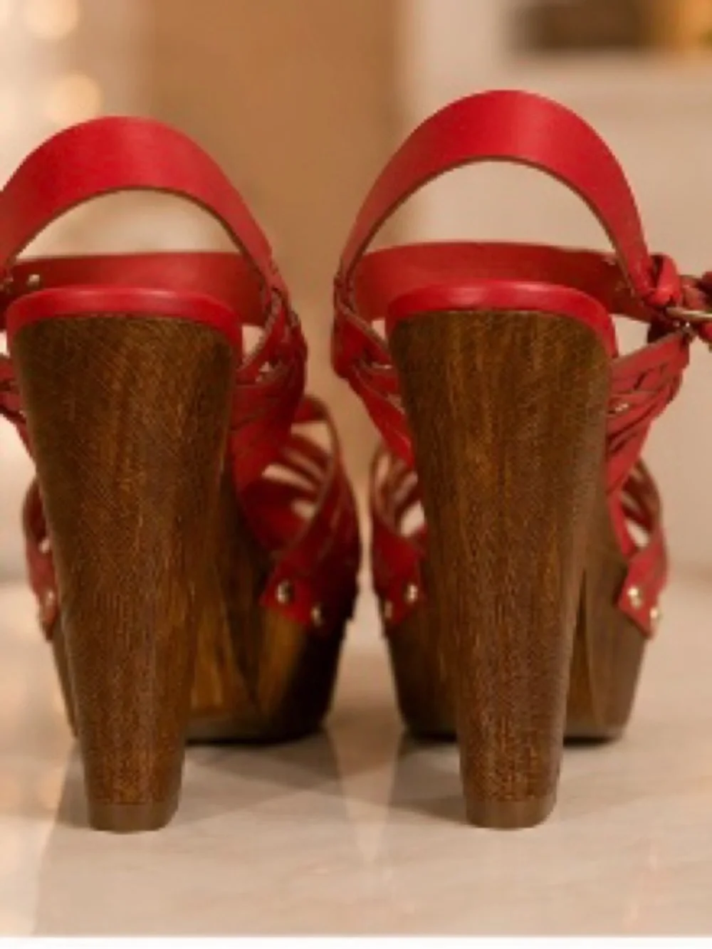 G by Guess Red Woven Platform Sandals